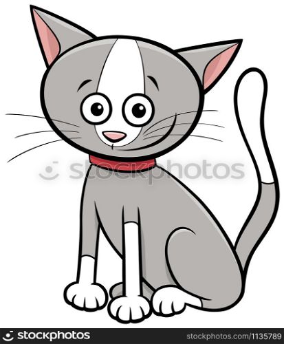 Cartoon Illustration of Cat or Kitten Comic Animal Character