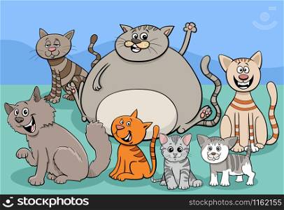 Cartoon Illustration of Cats and Kittens Comic Animal Characters Group