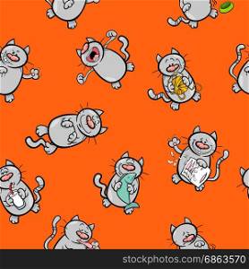 Cartoon Illustration of Cats Animal Characters Wallpaper or Wrapping Paper Design