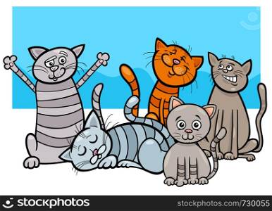 Cartoon Illustration of Cats or Kittens Animal Characters Group