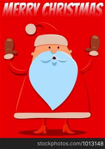 Cartoon Illustration of Christmas Design or Greeting Card with Santa Claus Character