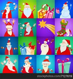 Cartoon Illustration of Christmas Holiday Characters Design or Pattern