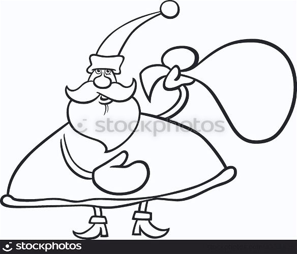 Cartoon Illustration of Christmas Santa Claus or Papa Noel for Coloring Book