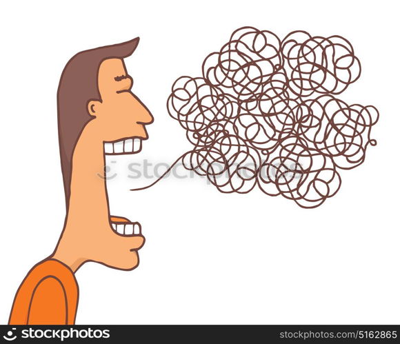 Cartoon illustration of communication mess or tangled message