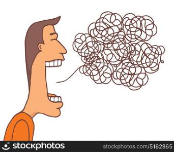 Cartoon illustration of communication mess or tangled message