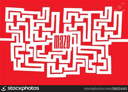 Cartoon illustration of complex maze or labyrinth with word on its center
