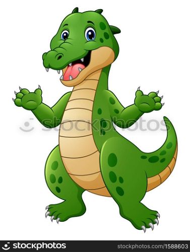 Cartoon illustration of crocodile waving