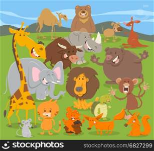 Cartoon Illustration of Cute Animal Characters Group