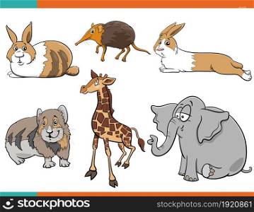 Cartoon illustration of cute animals comic characters set