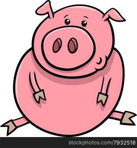 Cartoon Illustration of Cute Baby Pig or Piglet Farm Animal