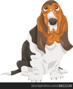 Cartoon Illustration of Cute Basset Hound Purebred Dog