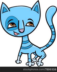 Cartoon Illustration of Cute Blue Kitten