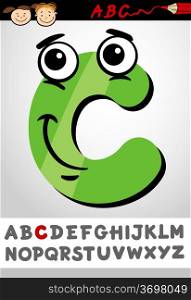 Cartoon Illustration of Cute Capital Letter C from Alphabet for Children Education
