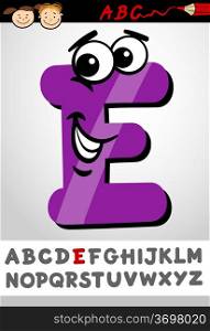 Cartoon Illustration of Cute Capital Letter E from Alphabet for Children Education
