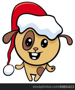 Cartoon Illustration of Cute Dog Animal Character on Christmas Time