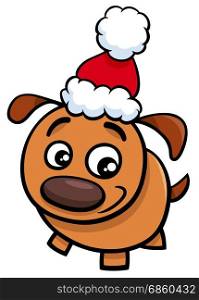 Cartoon Illustration of Cute Dog or Puppy Animal Character on Christmas Time
