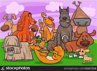 Cartoon Illustration of Cute Dogs Animal Characters Group