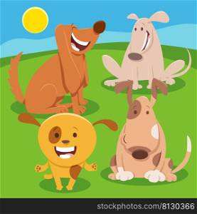 Cartoon illustration of cute dogs animal characters group