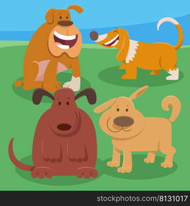 Cartoon illustration of cute dogs animal characters group