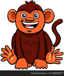 Cartoon Illustration of Cute Funny Monkey Primate Animal Character