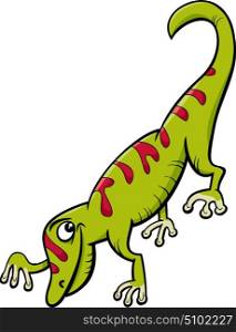 Cartoon Illustration of Cute Gecko Reptile Animal