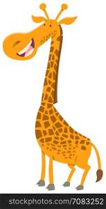 Cartoon Illustration of Cute Giraffe Animal Character