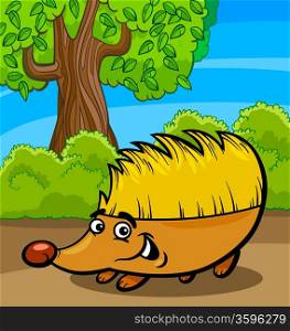 Cartoon Illustration of Cute Hedgehog Wild Animal