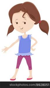Cartoon illustration of cute little girl comic character