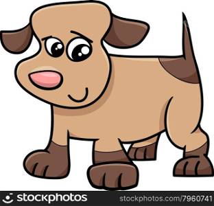 Cartoon Illustration of Cute Little Spotted Dog or Puppy