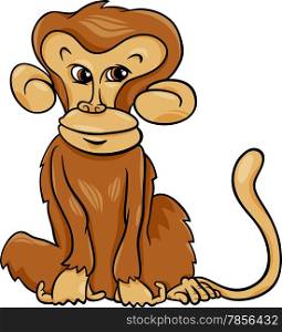 Cartoon Illustration of Cute Monkey Primate Animal