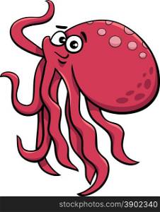 Cartoon Illustration of Cute Octopus Sea Animal