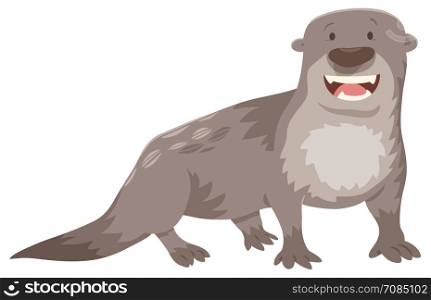 Cartoon Illustration of Cute Otter Wild Animal Character