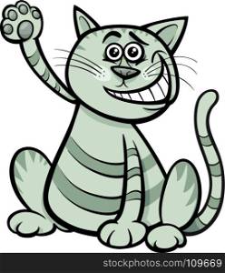 Cartoon Illustration of Cute Tabby Cat or Kitten Animal Character