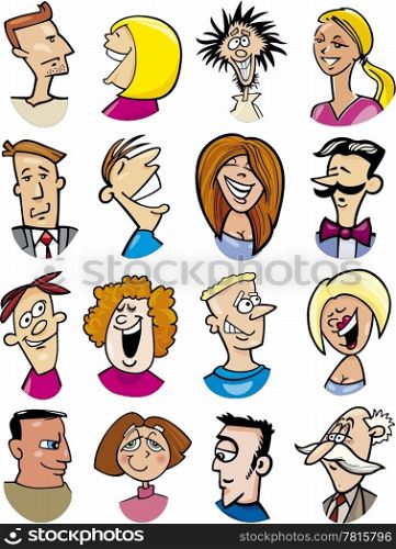 cartoon illustration of different people characters and emotions
