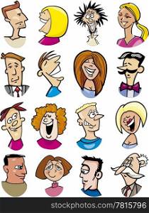 cartoon illustration of different people characters and emotions