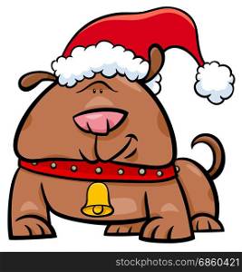 Cartoon Illustration of Dog Animal Character on Christmas Time