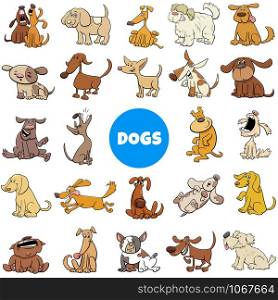 Cartoon Illustration of Dogs and Puppies Pet Animal Characters Large Set