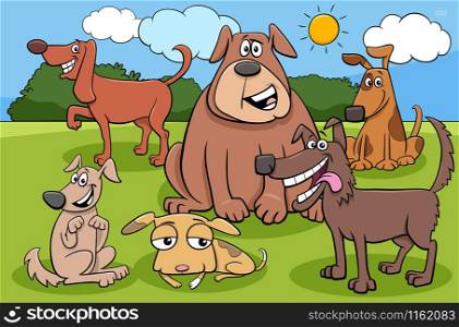 Cartoon Illustration of Dogs and Puppies Pet Animal Comic Characters Group
