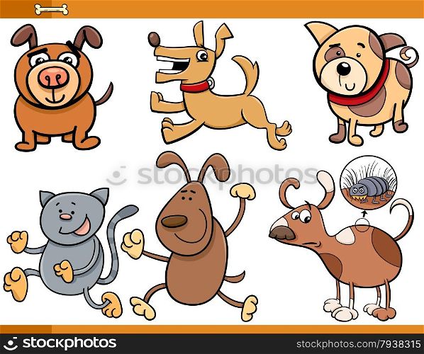 Cartoon Illustration of Dogs Animal Characters Set