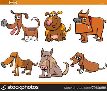 Cartoon Illustration of Dogs Animal Characters Set