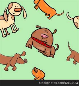 Cartoon Illustration of Dogs Animal Characters Wallpaper or Seamless Wrapping Paper Design