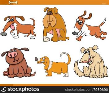 Cartoon Illustration of Dogs Pets Animal Characters Set