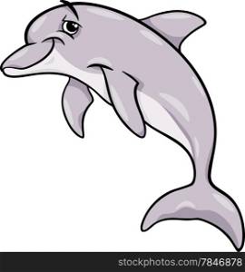 Cartoon Illustration of Dolphin Sea Life Animal