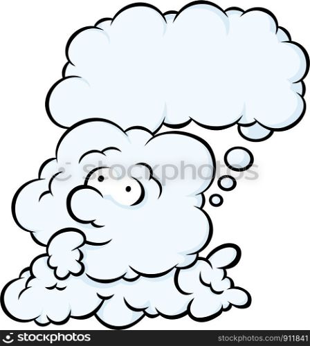 Cartoon illustration of dreaming cloud with speech bubble