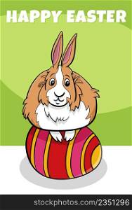 Cartoon illustration of Easter Bunny character with Easter eggs greeting card