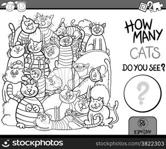 Cartoon Illustration of Education Counting Game for Coloring Book