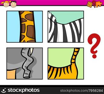 Cartoon Illustration of Education Game of Guessing Animals for Preschool Children