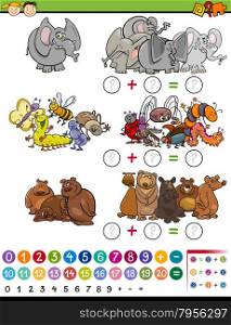 Cartoon Illustration of Education Mathematical Calculation Game for Preschool Children