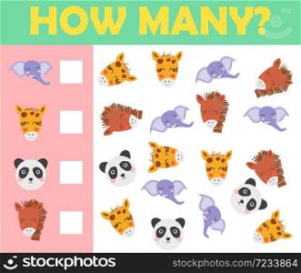 Cartoon Illustration of Education Mathematical Game of Animals Counting for Preschool Children. Cartoon Illustration of Education Mathematical Game of Animals Counting for Preschool Children.
