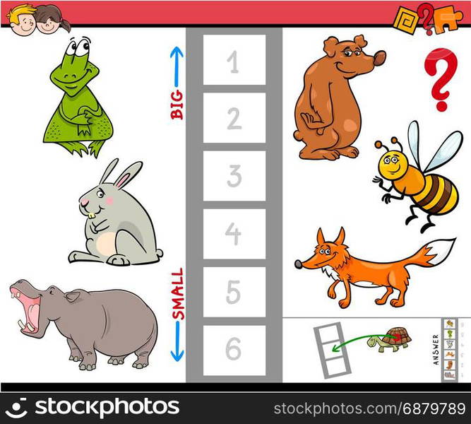 Cartoon Illustration of Educational Activity Game of Finding the